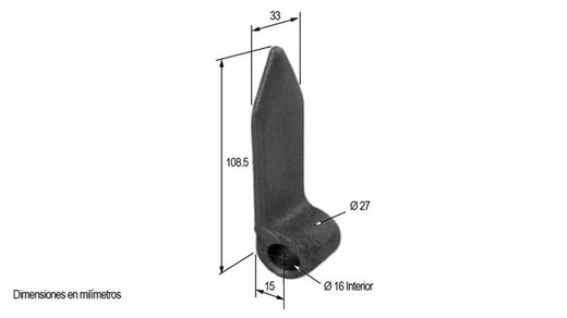 Female forging hinge without peak rib Ø 16