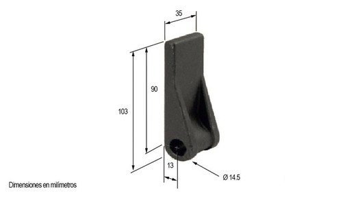 Straight double ribbed female forged hinge Ø 14'5