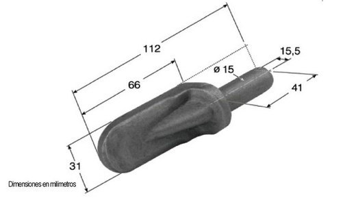 Charnière mâle forge avec petite nervure forgeage Ø 15