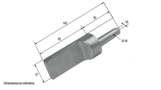 Male wrought iron hinge without straight rib Ø 16