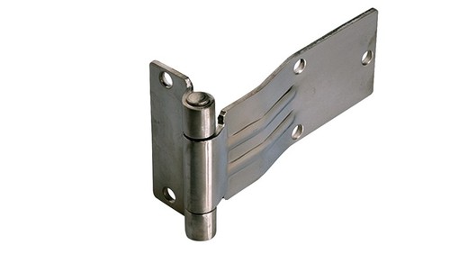 Stainless steel metal hinge with angled bridge and 180 flat base