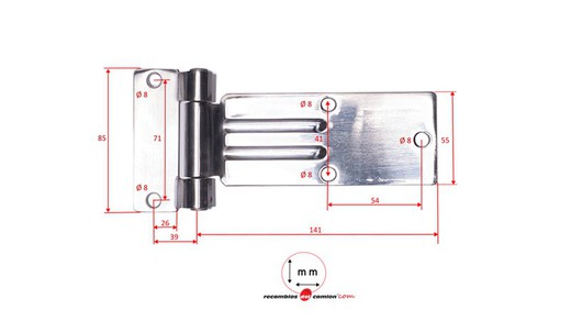 Cerniera piatta senza ponte acciaio inox 180