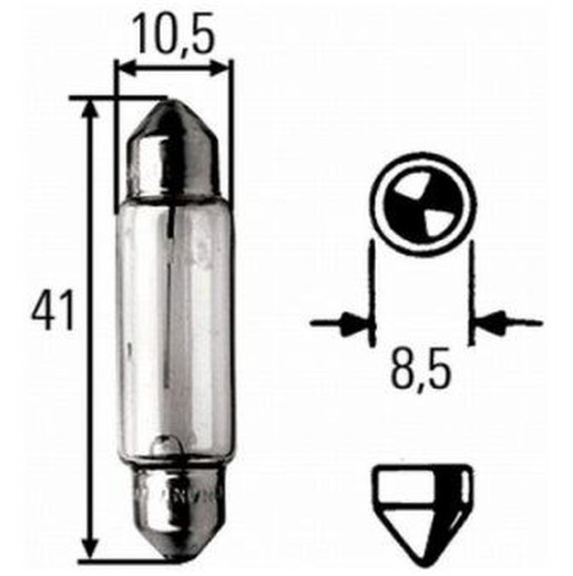 Ampoule 12V extérieure ou intérieure 5W SV8.5-8 plafonnier double culot métallique
