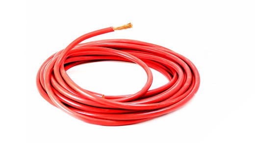 Cable arranque sección 25 mm² Ø 5 mm de cobre funda color rojo corte a metros