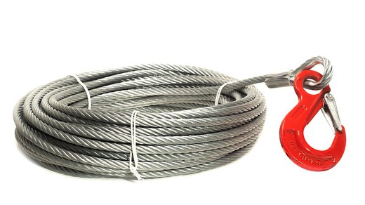 Electric winch cable 25 meters - diameter 8 mm hook 2000 Kg