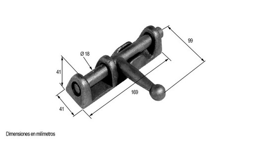 Wrought iron cross handle bolt with base 169