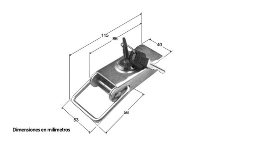 Fermeture estampée zinguée avec serrure à clé