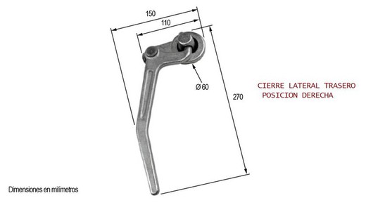 Cierre lateral derecho abatible 270 con bulón
