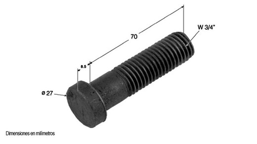 Tornillo esparrago rosca 3/4" para manilla de cierre 3/4"