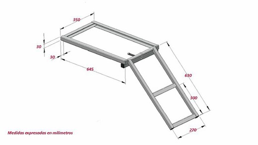 Escalera plegable extraíble bajo caja 2 peldaños