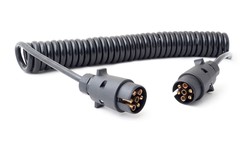 Spiral cable from 3m to 4.5m in maximum extension for 24N connection in  trailers. With 7-pole unbreakable metal connectors. — Recambiosdelcamion