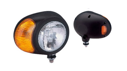 Halogen oval road headlight and right amber indicator (passenger side) COBO