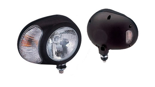 Halogen oval road headlight and white right turn signal COBO