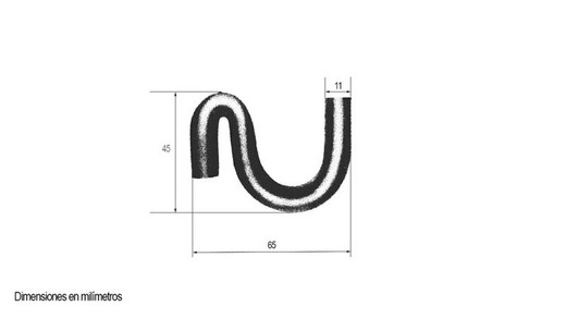 Gancho en forma de " S  " de varilla de hierro Ø 11 mm