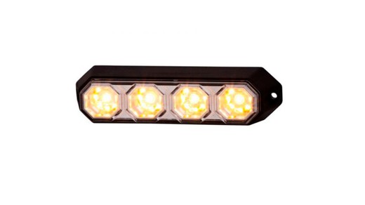 High intensity warning flash light 4 leds 12/24 V amber approved LDO 2258
