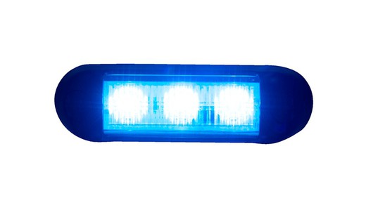 Blue high intensity priority flash light 3 leds 12/24 V approved