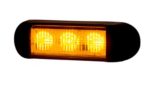 High intensity warning flash light 3 leds 12/24 V amber approved