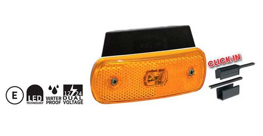 Side light position LED and amber reflector 90º support quick connector Sim 3157