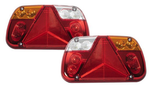 Trailer rear light with reflective triangle 100% Led Sim 3149