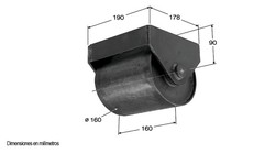 Rullo contenitore in acciaio grezzo Ø160 mm con base