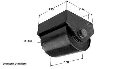 Rouleau conteneur acier brut Ø 200 mm avec embasele