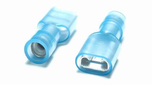 Female faston terminal pre-insulated blue nylon cable 1.5-2.5 mm²