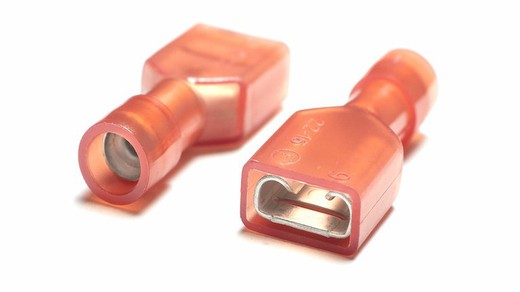 Terminal faston hembra pre-aislado nylon rojo cable 0.5-1.5 mm²