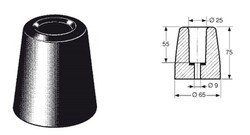 Tope de goma cónico 1 agujero 65/75