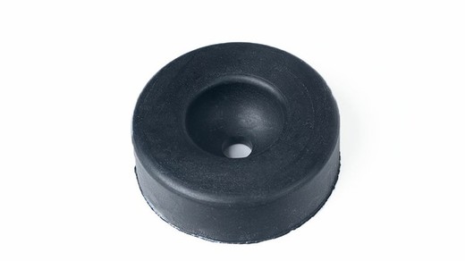 Medium round rubber bumper with central hole in black Cheston