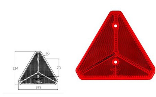 Red catadioptic trailer triangle