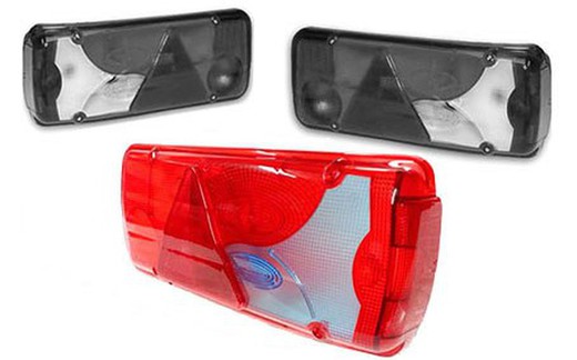 Blue and red triangle trailer rear lens