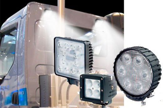 Luzes de trabalho halógenas e LED