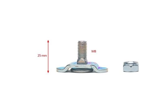 Fixed male anchor thread M8 x 25 mm aeronautical aluminum loading rail