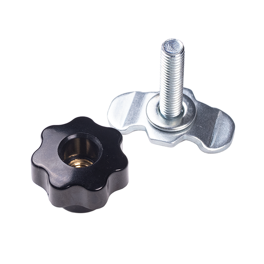 Anclaje macho fijo rosca M8 x 30 mm con pomo rail carga aluminio aeronáutico
