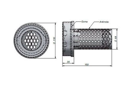 Tappo antifurto diesel da 80 mm con perni