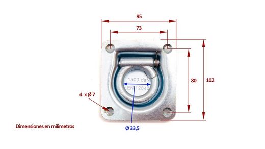 Floor steel ring to embed capacity 1500 Kg