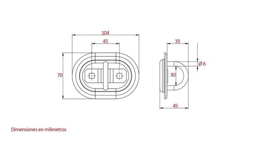 Anello di ancoraggio LC350 daN con base da incassare nel pianale di carico per camion e rimorchio