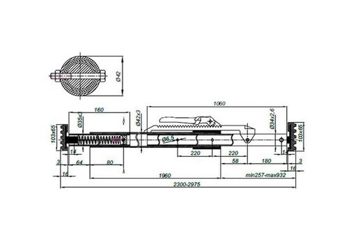 Barra carga transporte puntal XL camión ajustable 2.30 a 2.96 metros en aluminio tacos goma y cremallera