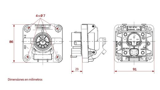 Base connettore grigio Isobus Passivo (Slave) 12V 9P ISO 11783-2