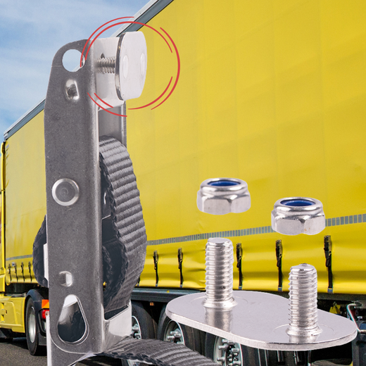 Stainless steel base for securing trailer tarpaulin tensioner