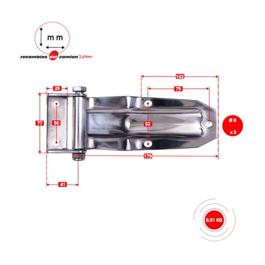 Zinc plated iron wide rib angled hinge