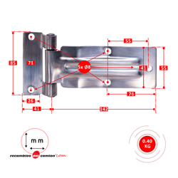 Stainless iron sheet hinge with long ribs