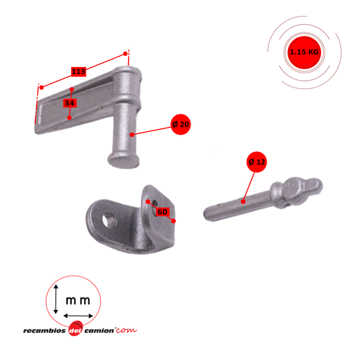 Hinge with upper right opening (passenger side)
