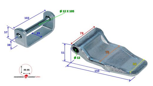 Zinc plated hinge with container support