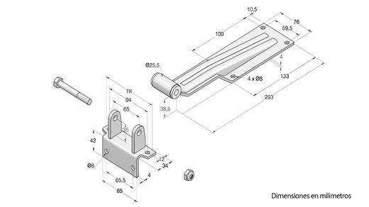 Narrow neck hinge 293 with square bracket to screw into frame
