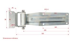 Long blade hinge 295 with square support to screw into the frame