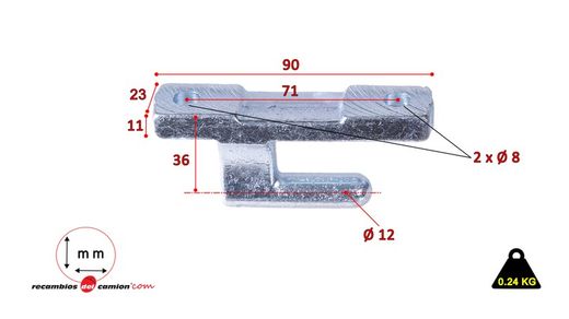 Male hinge L 90