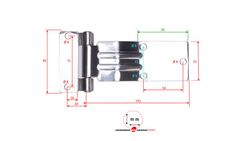 Stainless steel metal hinge with angled bridge and 180 flat base