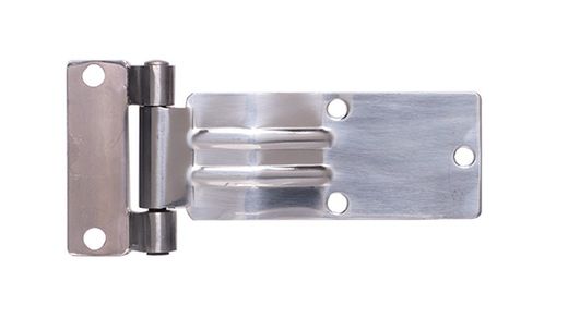 Stainless steel metal hinge with angled bridge and 180 flat base