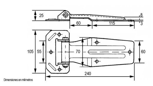 Verzinkter Stahl, gerippt, Spatenbuchscharnier 240